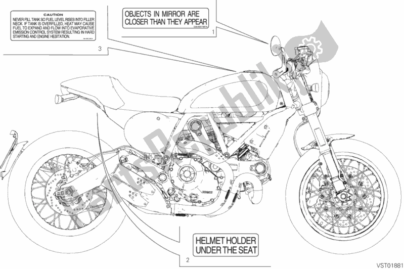 Toutes les pièces pour le Plaques De Positionnement du Ducati Scrambler Cafe Racer Thailand USA 803 2019